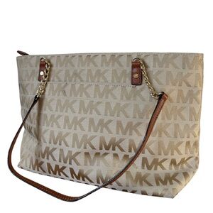 Michael Kors Beige Monogram Tote Bag